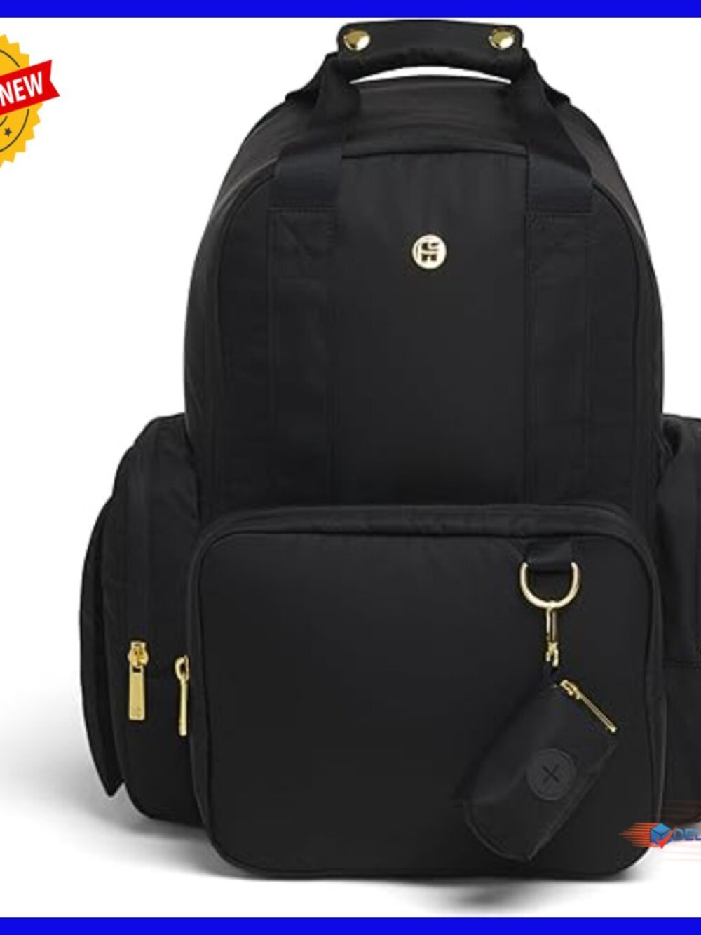 Vegan Leather Diaper Backpack with Changing Pad, Insulated Pocket